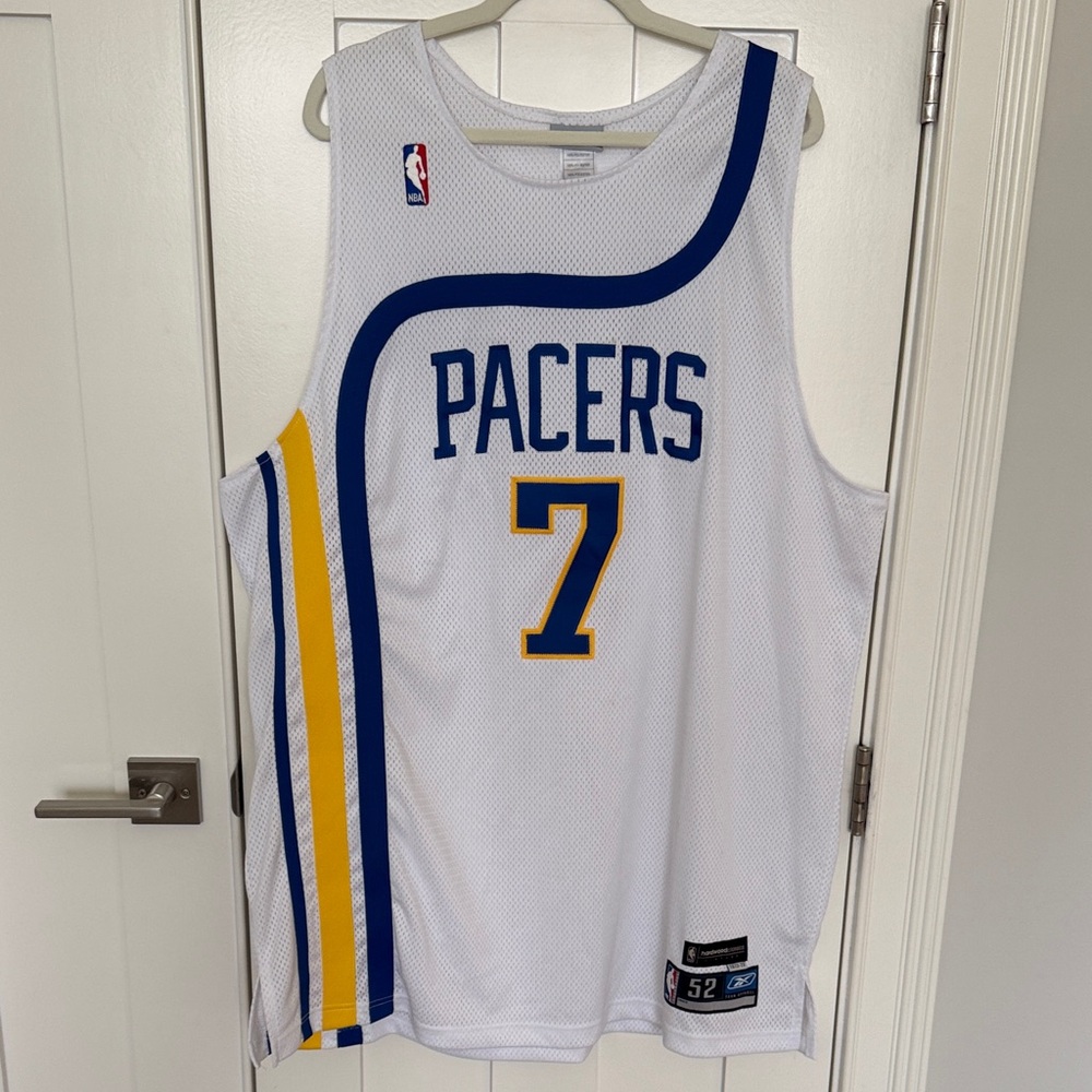 Reebok Oneal Indiana Pacers White and Blue Jersey with Yellow Accents